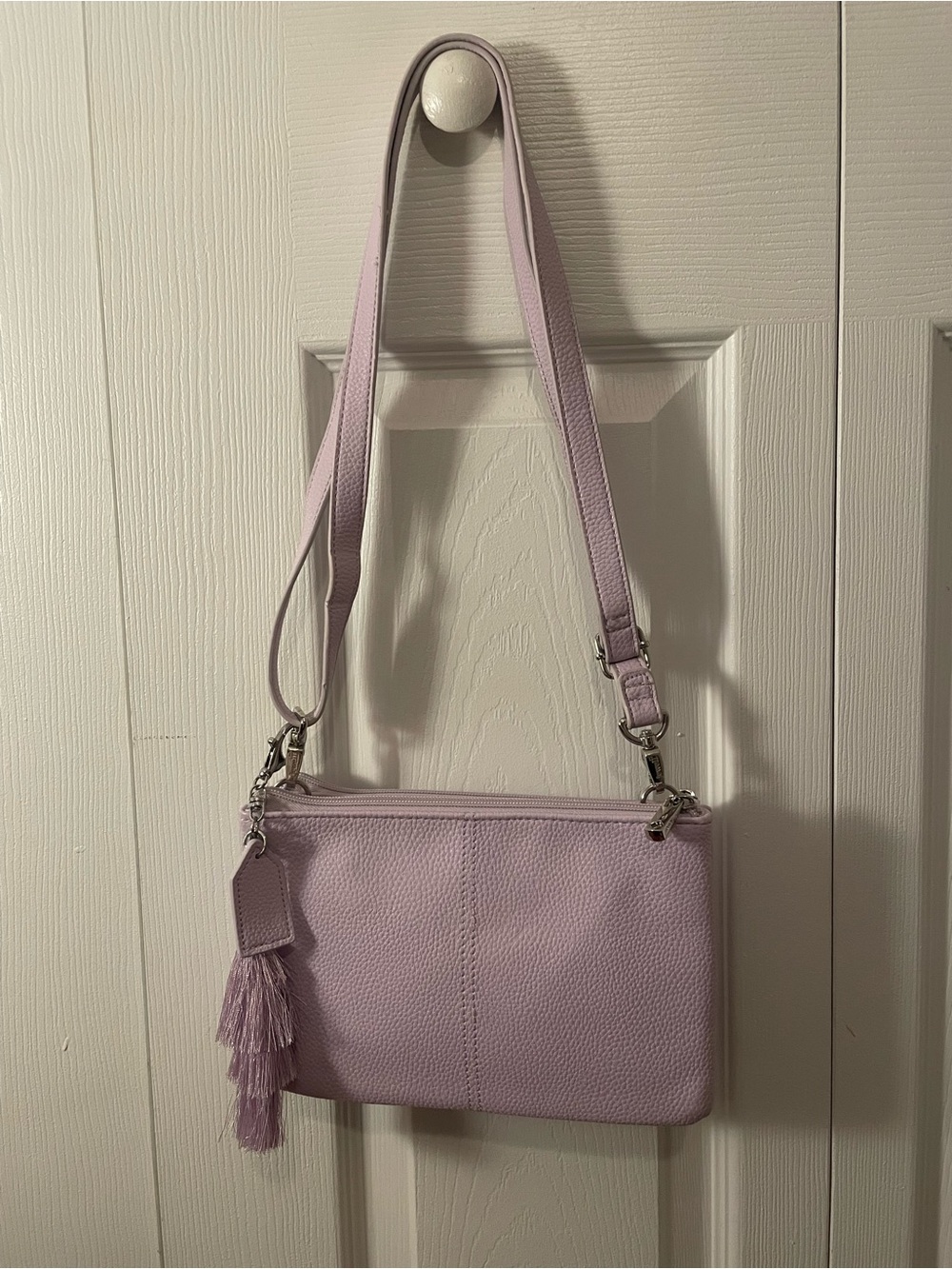thirty-one Lilac Pebbled Crossbody Bag with Tassel